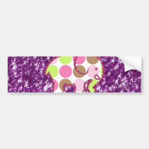 Polka Dot Elephant Sparkly Purple Girly Gifts Bumper Sticker