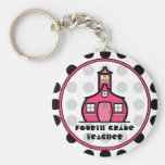 Polka Dot Fourth Grade Teacher Keychain
