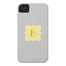 Polka Dot Grey and Yellow Monogram iPhone 4 Covers