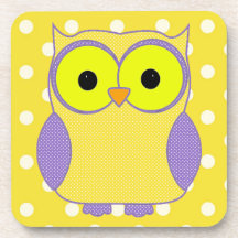Polka Dot Owl Beverage Coaster