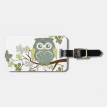 Polka Dot Owl in Tree Bag Tag