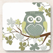 Polka Dot Owl in Tree Beverage Coaster