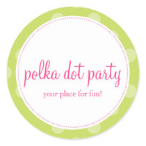 Polka Dot Party Chic Lime Green Round Sticker
