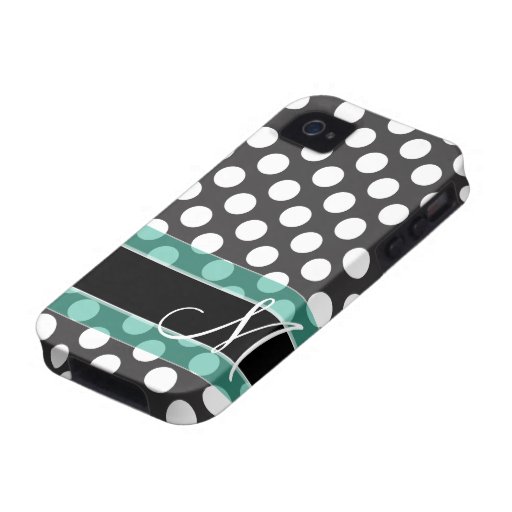 Polka Dot Pattern with Monogram iPhone 4 Case