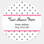 Polka Dot & Pink Address Sticker
