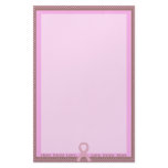 Polka Dot Pink & Brown Pink Ribbon Unlined stationery