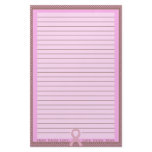 Polka Dot Pink & Brown Pink Ribbon Unlined stationery