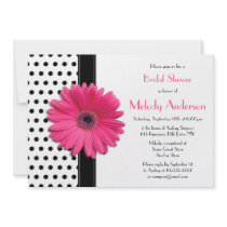 Polka Dot Pink Gerber Bridal Shower Invitation
