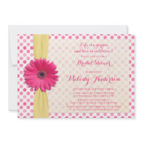 Polka Dot Pink Gerber Bridal Shower Invitation
