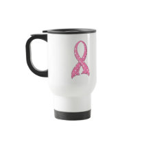 Polka Dot Pink Ribbon Breast Cancer Coffee Mug