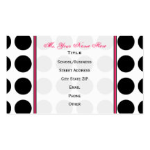 Polka Dot / Pink Teacher Fashion Business Card