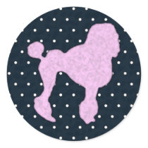 Polka Dot Poodle Round Sticker