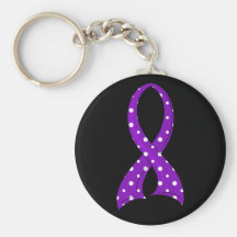 Polka Dot Purple Ribbon Epilepsy Keychains
