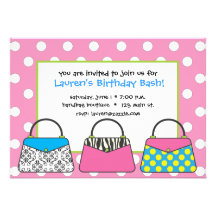 Polka Dot Purse Handbag Invitation