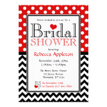 Polka Dot Red & Chevron Bridal Shower Invitations