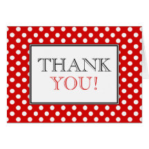 Polka Dot Red & White Thank You Card