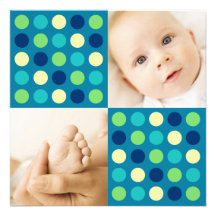Polka Dot Squares Blue Custom Invites