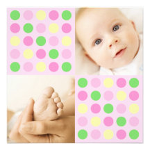 Polka Dot Squares Pink Personalized Invite