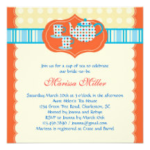Polka Dot Tea Pot Bridal Shower Invitation