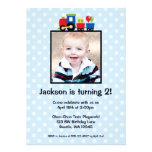 Polka Dot Train Birthday Boy Photo Invitations