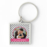 Polka Dot Wedding Photo Template Keychain