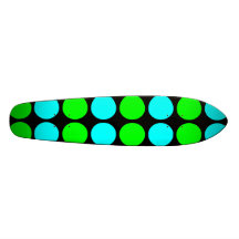 Polka Dots for Her : Lime & Cyan Polka Dot Stripes Skateboard Deck