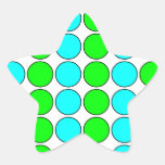 Polka Dots for Her : Lime & Cyan Polka Dot Stripes Star Sticker