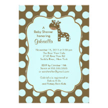 Polka Dots Giraffe Boy Baby Shower Invitation