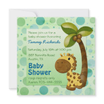 Polka Dots Giraffe - Neutral Baby Shower Personalized Announcements