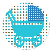 Polka Dots Infant Shower Dotted Baby Carriage Round Stickers