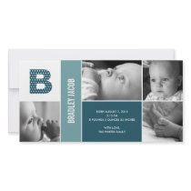 Polka Dots Initial Baby Birth Announcement Photo Cards
