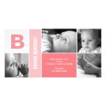 Polka Dots Initial Baby Birth Announcement Custom Photo Card