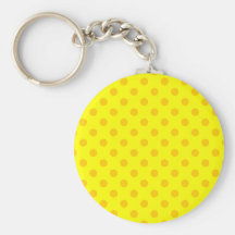 Polka Dots Large - Tangerine Yellow on Yellow Key Chain