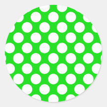 Polka Dots on Green Round Sticker