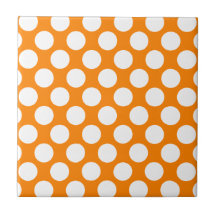 Polka Dots on Orange Ceramic Tiles