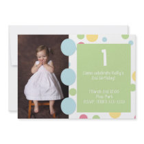Polka dots Photo Birthday Invitation