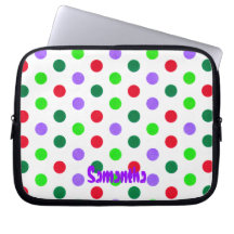 Polka Dots Purple and Green  Electronics Sleeve Computer Sleeve