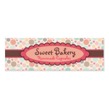 Polka Dots Strawberry Cupcake Mini Business Cards