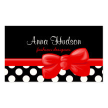 Polka Dots White, Black, Red Business Card Templates