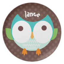 Polka Dotty Owl Too Melamine Plate