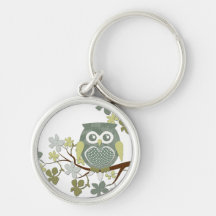 Polka Tree Owl Keychain
