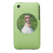 Polkadot Frame green iPhone 3 Case-Mate Case