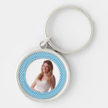 Polkadot Frame in blue Key Chains