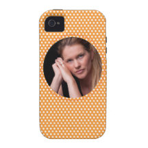Polkadot Frame in orange Case-Mate iPhone 4 Covers