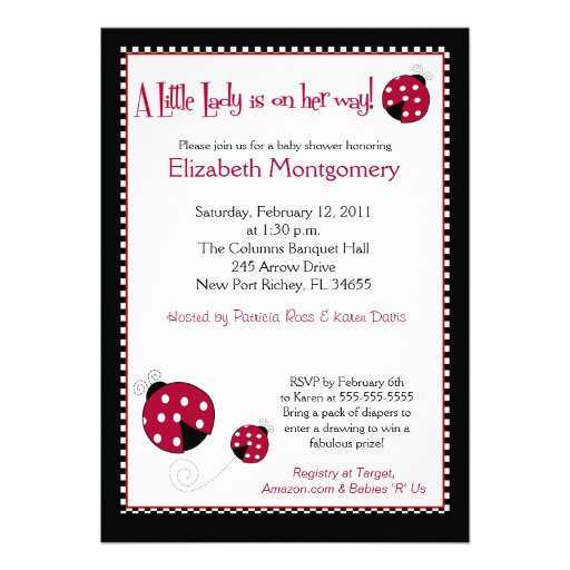 Polkadot Ladybug Baby Shower 5x7 Invitation