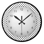 Polkadot moderne noir et blanc horloges murales