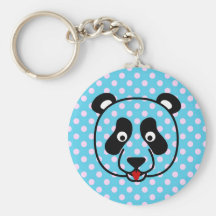 Polkadot Panda Face Key Chain
