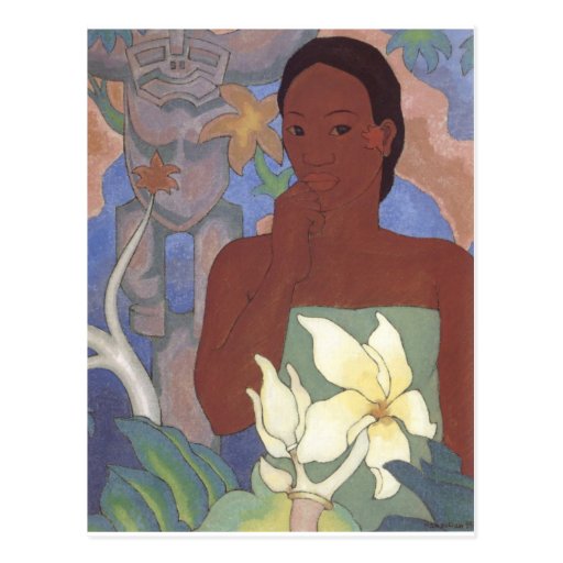 Polynesian Woman and Tiki by Arman Manookian, 1929 Postcard