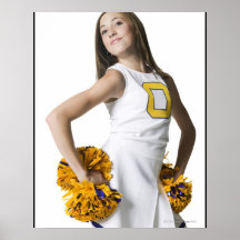 Pom-pom girl tenant des pom-poms affiche