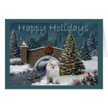 Pomeranian Christmas Card Evening